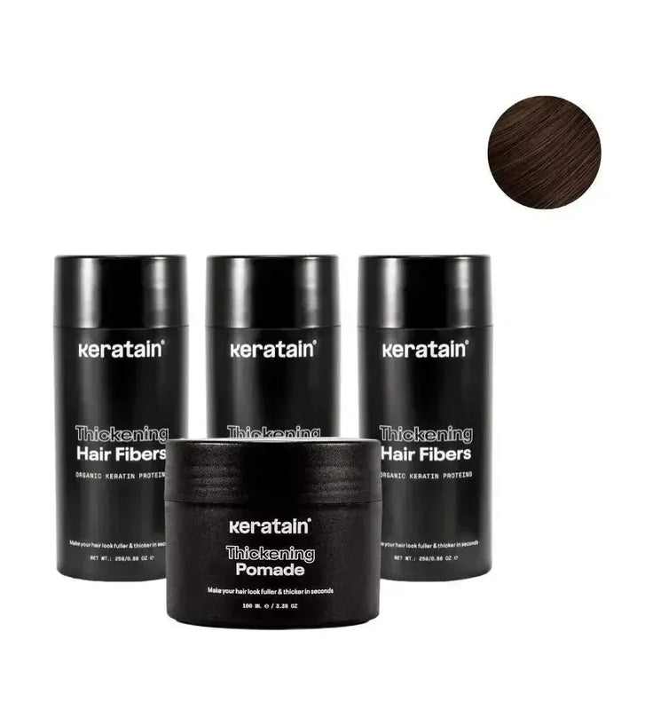 3x Keratain haarvezels + gratis Keratain pommade - Donkerbruin (25 gr) - Hairgivers