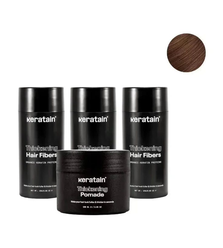 3x Keratain haarvezels + gratis Keratain pommade - Medium bruin (25 gr) - Hairgivers