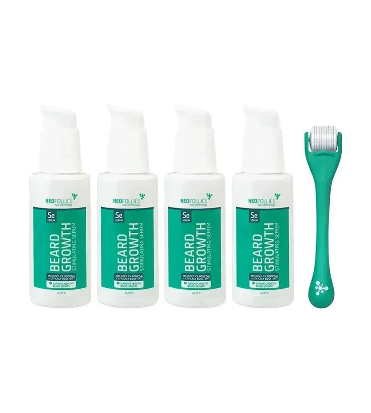4x Neofollics baardgroei serum + gratis baardroller - Hairgivers