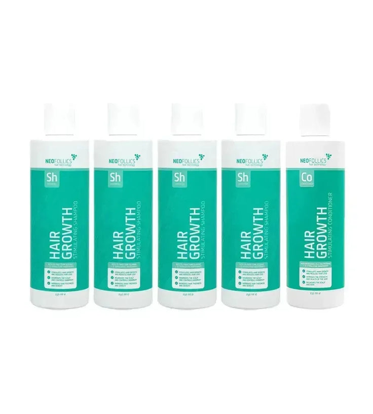 4x Neofollics shampoo + gratis conditioner - Hairgivers