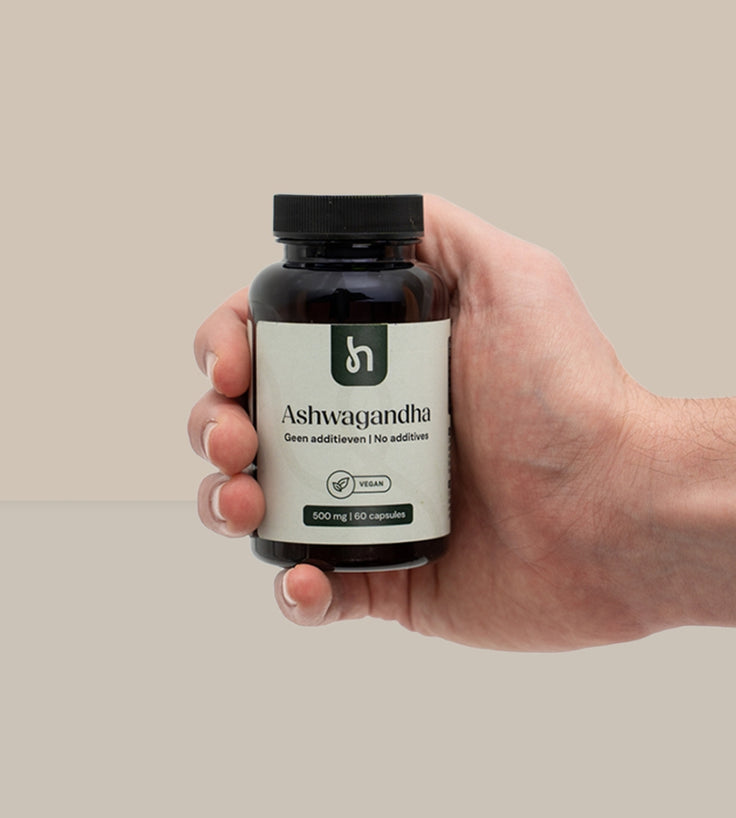 Ashwagandha in hand man