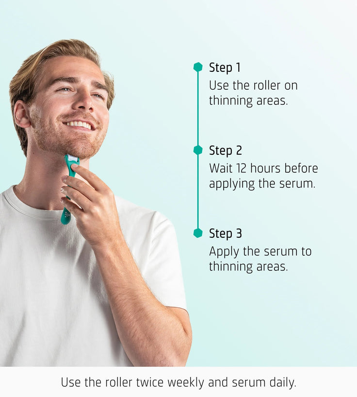 4x Neofollics baardgroei serum + gratis baardroller