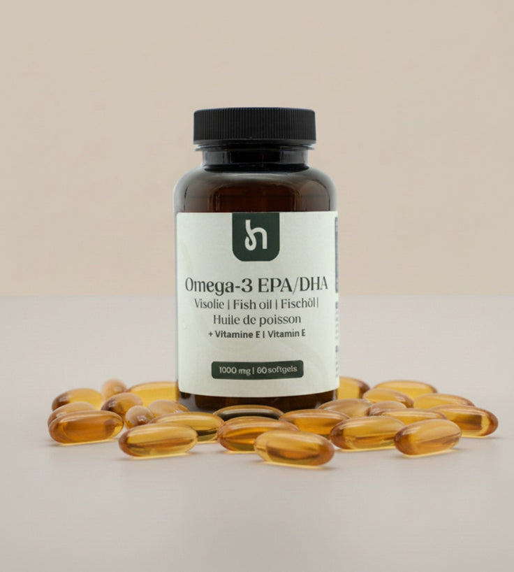 Omega 3 potje met capsules ervoor