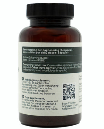 Hairgivers Biotine supplement 1000 mcg | 120 capsules (Vitamine B8) Biotine 60 capsules