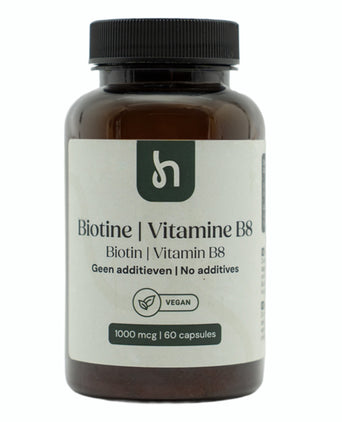 Hairgivers Biotine supplement 1000 mcg | 60 capsules (Vitamine B8) Biotine potje 60 capsules