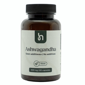 Hairgivers Ashwagandha supplement 500 mg | 60 capsules (vegan) Ashwagandha voorkant 60 capsules