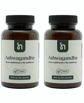 Hairgivers Ashwagandha supplement 500 mg | 120 capsules (vegan) Ashwagandha voorkant 120 capsules