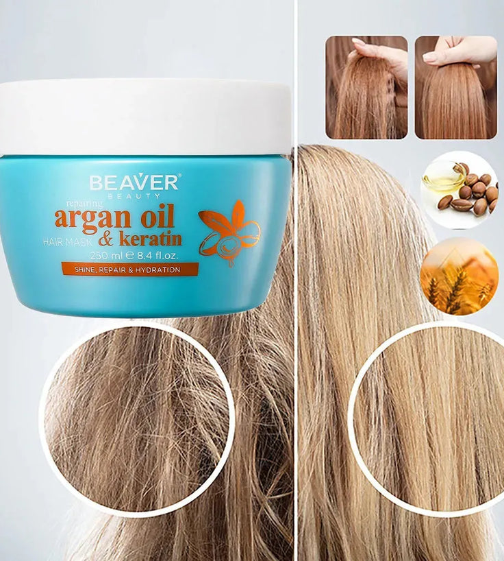 Beaver Argan Oil & Keratin repair haarmasker (250 ml) - Hairgivers