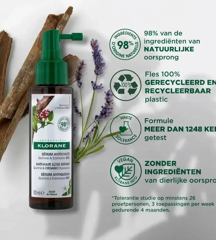 Klorane anti-haaruitval serum Kinine/Edelweiss (100 ml) - Hairgivers