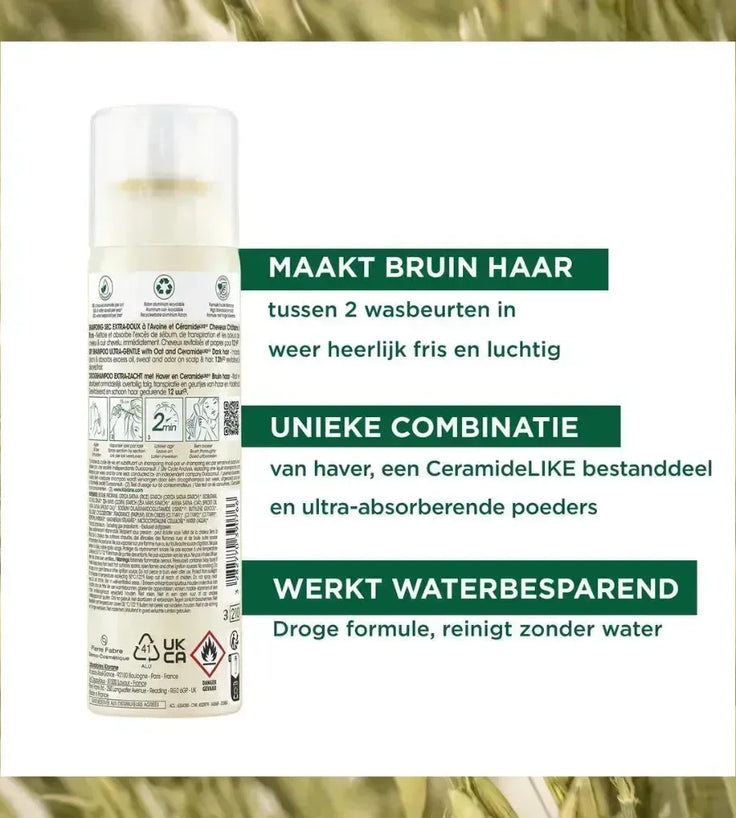 Klorane droogshampoo alle haartypes Havermelk - donker haar (150 ml) - Hairgivers