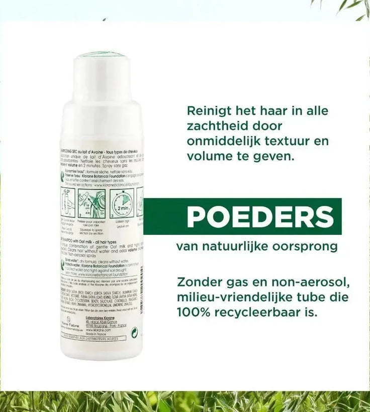 Klorane droogshampoo alle haartypes Havermelk - gasvrij (50 gr) - Hairgivers