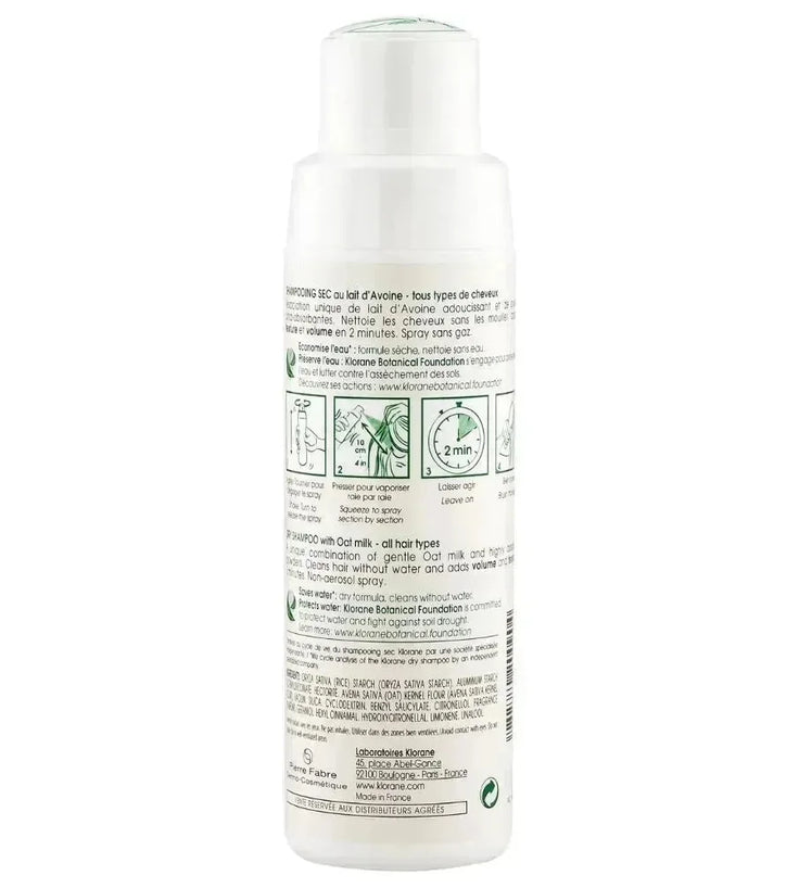 Klorane droogshampoo alle haartypes Havermelk - gasvrij (50 gr) - Hairgivers