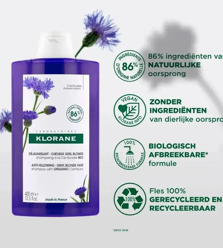 Klorane zilvershampoo Duizendguldenkruid (400 ml) - Hairgivers