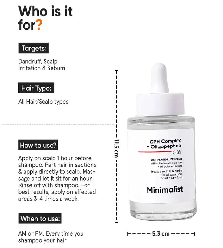 Minimalist CPH Complex + Oligopeptide 0.8% anti-roos hoofdhuid serum - Hairgivers