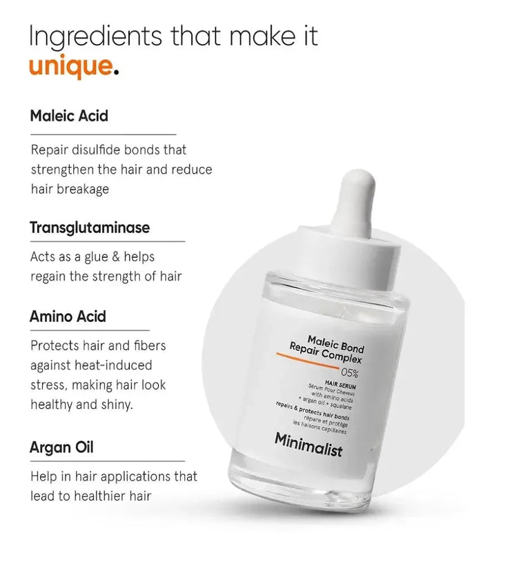 Minimalist Maleic Bond Repair Complex 05% ceramide serum - Hairgivers