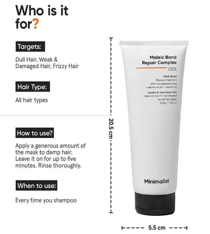 Minimalist Maleic Bond Repair Complex 05% haarmasker - Hairgivers