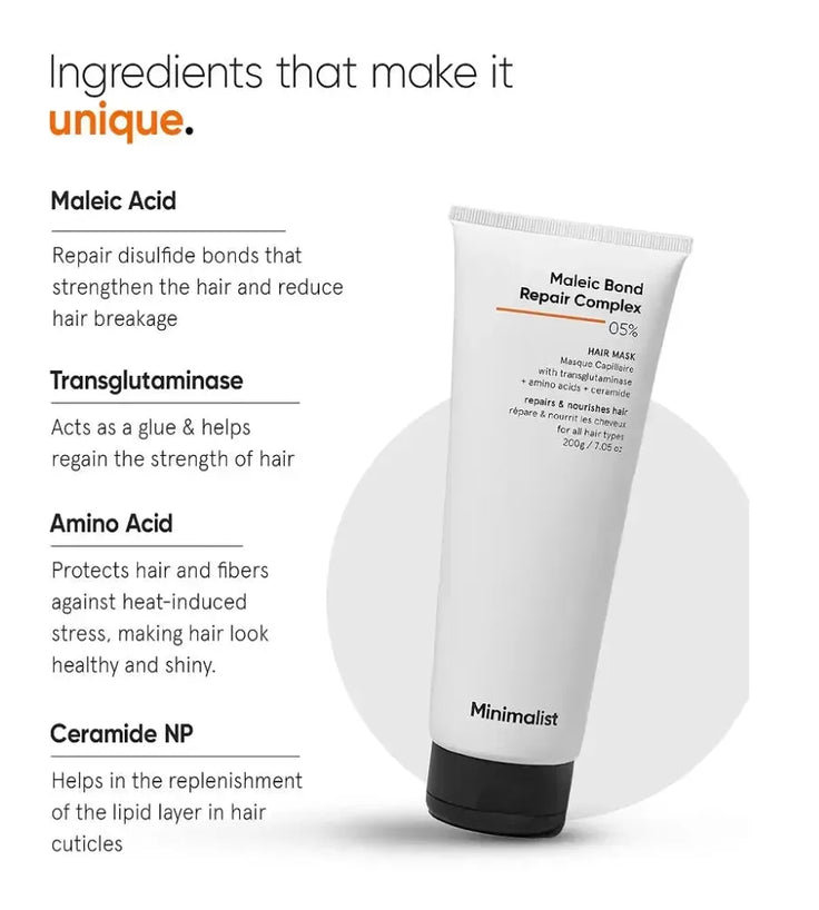 Minimalist Maleic Bond Repair Complex 05% haarmasker - Hairgivers