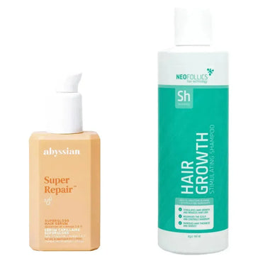 Abyssian Supergloss Hair Serum & Neofollics Shampoo Behandeling breekbaar haar - Hairgivers