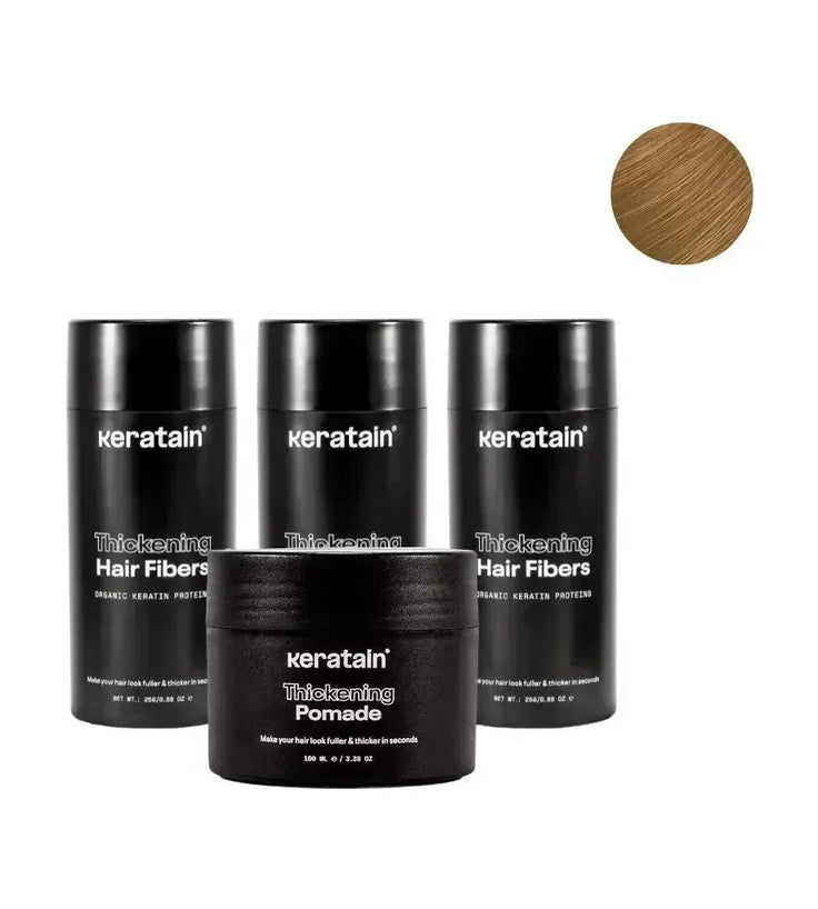 3x Keratain haarvezels + gratis Keratain pommade - Donkerblond (25 gr) - Hairgivers