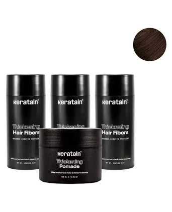 3x Keratain haarvezels + gratis Keratain pommade - Donkerbruin (25 gr) - Hairgivers