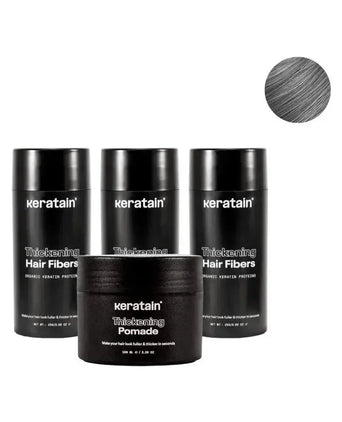 3x Keratain haarvezels + gratis Keratain pommade - Grijs (25 gr) - Hairgivers