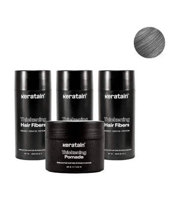 3x Keratain haarvezels + gratis Keratain pommade - Grijs (25 gr) 3x Keratain haarvezels + gratis Keratain pommade - Grijs (25 gr) - Hairgivers