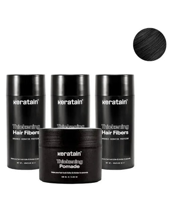 3x Keratain haarvezels + gratis Keratain pommade - Zwart (25 gr) - Hairgivers