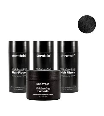 3x Keratain haarvezels + gratis Keratain pommade - Zwart (25 gr) 3x Keratain haarvezels + gratis Keratain pommade - Zwart (25 gr) - Hairgivers