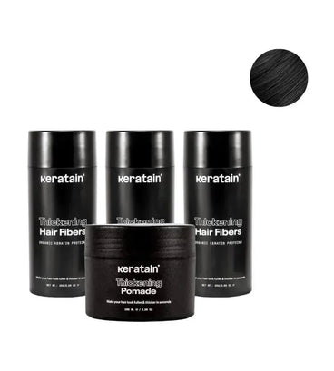 3x Keratain haarvezels + gratis Keratain pommade - Zwart (25 gr) - Hairgivers