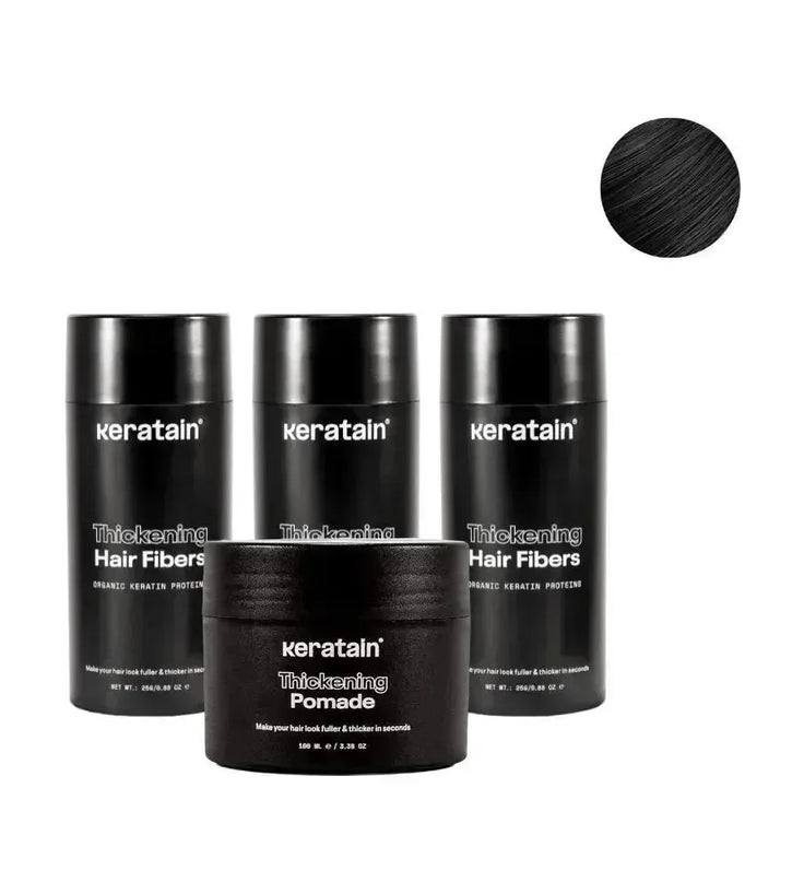 3x Keratain haarvezels + gratis Keratain pommade - Zwart (25 gr) - Hairgivers