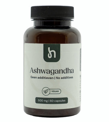 Hairgivers Ashwagandha supplement 500 mg | 60 capsules (vegan) Ashwagandha voorkant 60 capsules