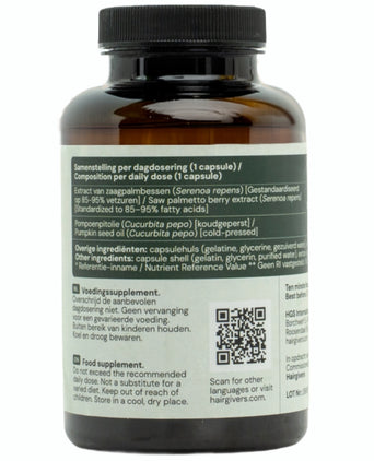 Hairgivers Saw palmetto supplement 320 mg | 180 capsules (Zaagbladpalm)