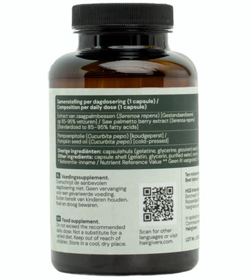 Hairgivers Saw palmetto supplement 320 mg | 180 capsules (Zaagbladpalm)