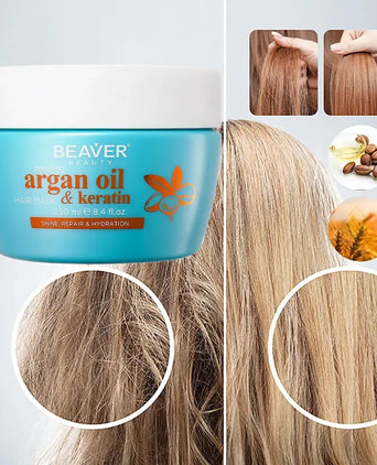 Beaver Argan Oil & Keratin repair haarmasker (250 ml) - Hairgivers
