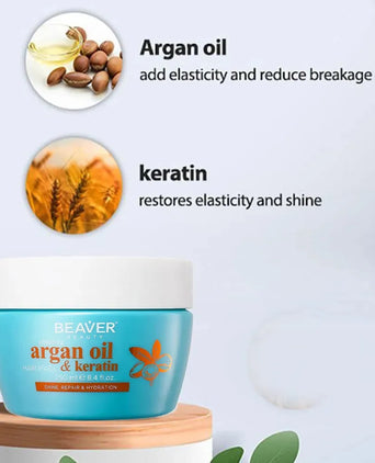 Beaver Argan Oil & Keratin repair haarmasker (250 ml) - Hairgivers