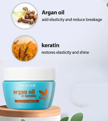 Beaver Argan Oil & Keratin repair haarmasker (250 ml) - Hairgivers