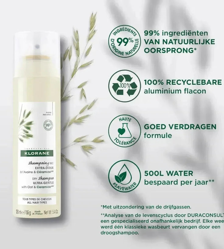 Klorane droogshampoo alle haartypes Havermelk (150 ml) - Hairgivers