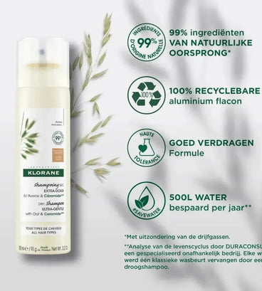 Klorane droogshampoo alle haartypes Havermelk - donker haar (150 ml) - Hairgivers